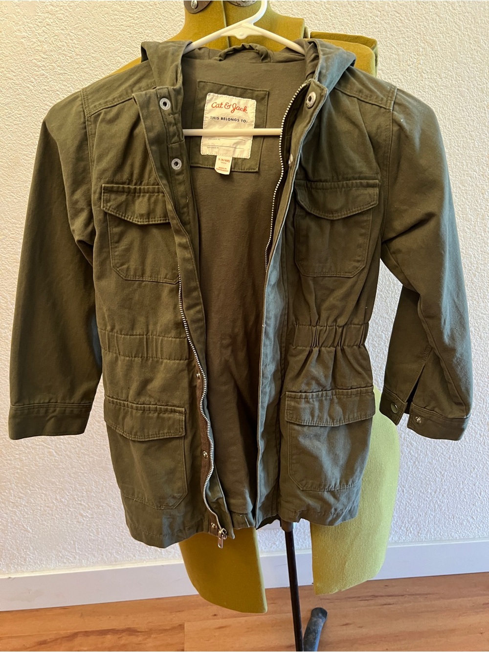 Cat & Jack Olive Green Hooded Utility Coat